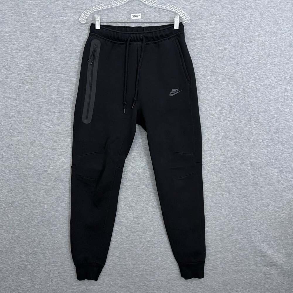 Nike Tech Men's Size Small Solid Black Cotton Blend Fleece Jogger Pants